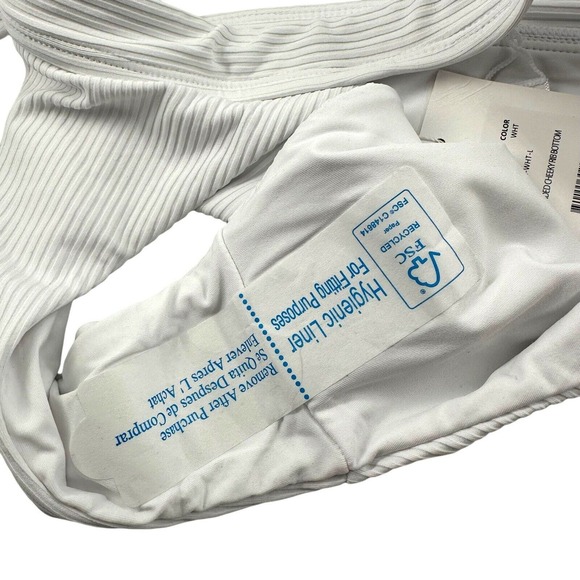 Andie Swim The Banded White Ribbed Cheeky Bottom Swim Bikini Separate Sz L - Picture 6 of 11